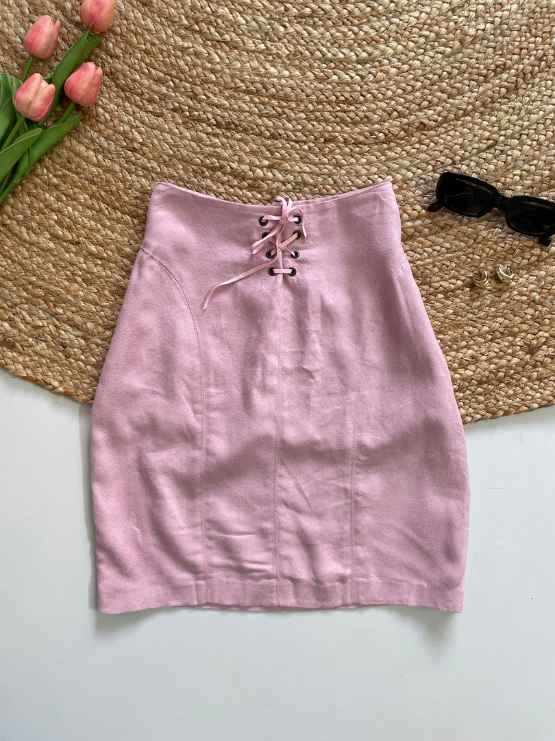 CHANTAL ROSNER PINK SUEDE SKIRT - WAIST 24