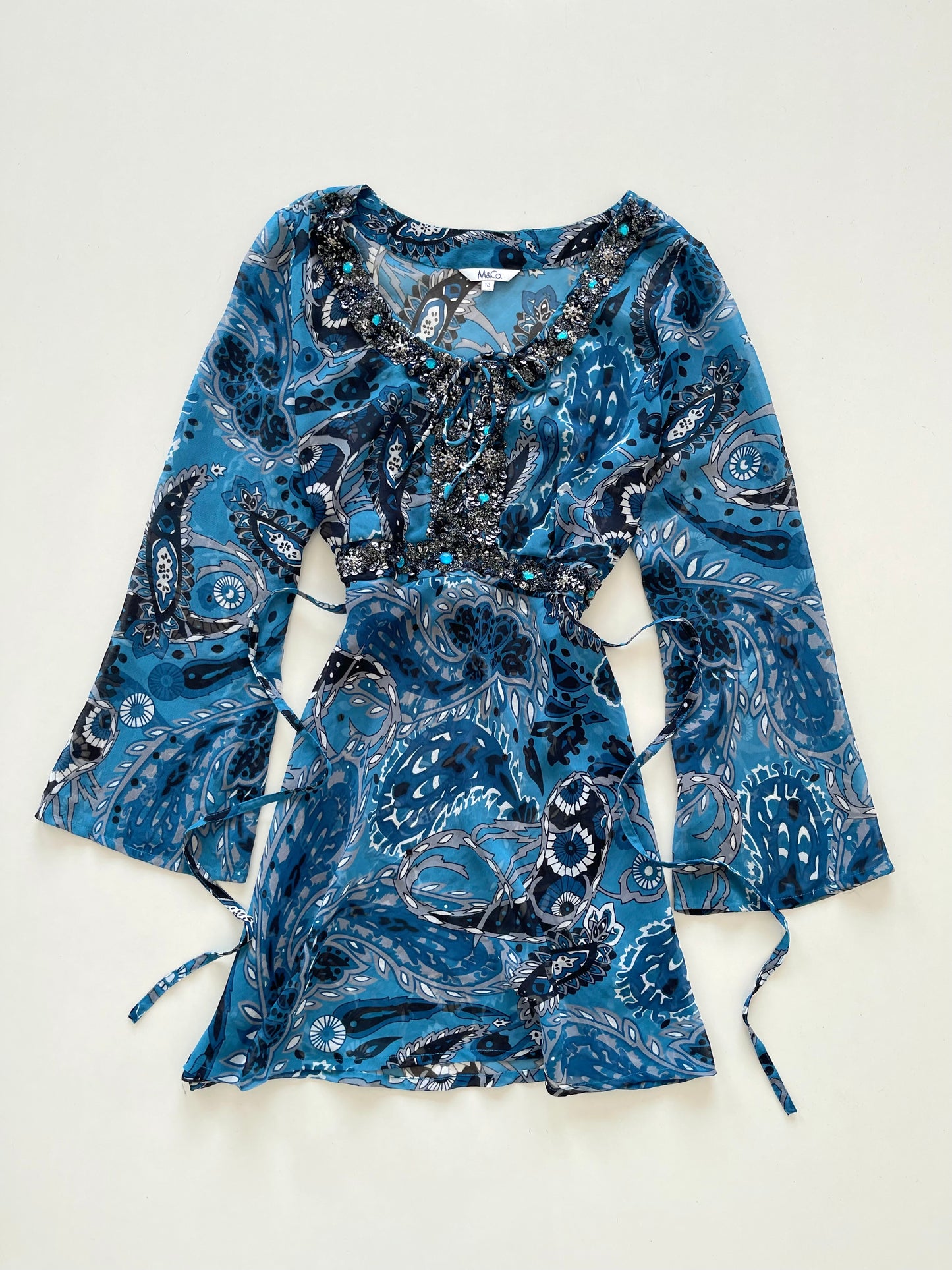 M&Co. Embroidered Sheer Dress-Bust 40