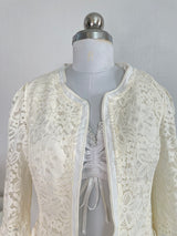 COSMIC LATTE HAND EMBROIDERED LACE SHRUG - BUST 32 TO 34