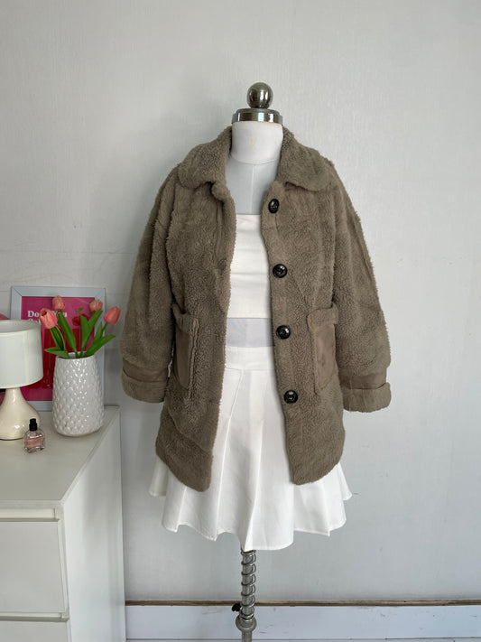 PEARL MOUSE GREY FUR COAT - BUST 32