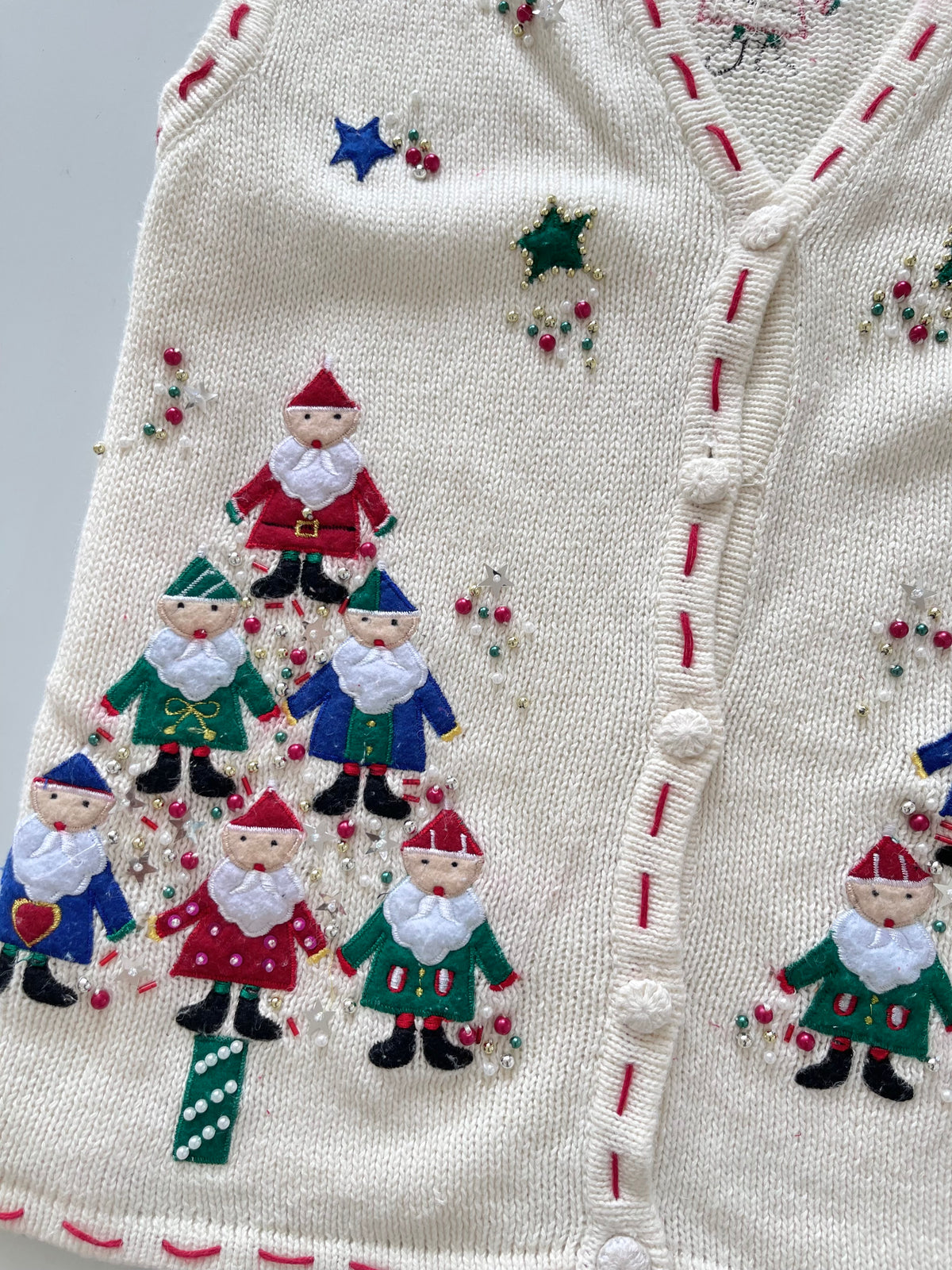 Bobbie Brooks Embroidered Christmas Vest Sweater-Bust 42
