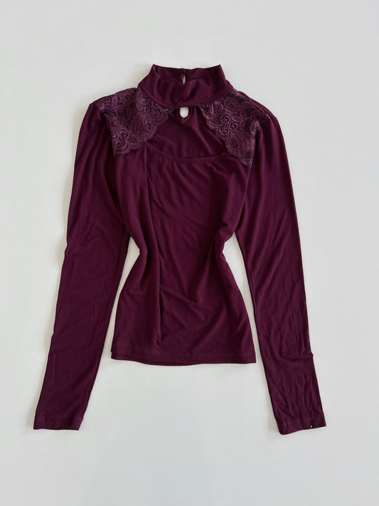 Select Wine Lace Top-Bust 32 to 34