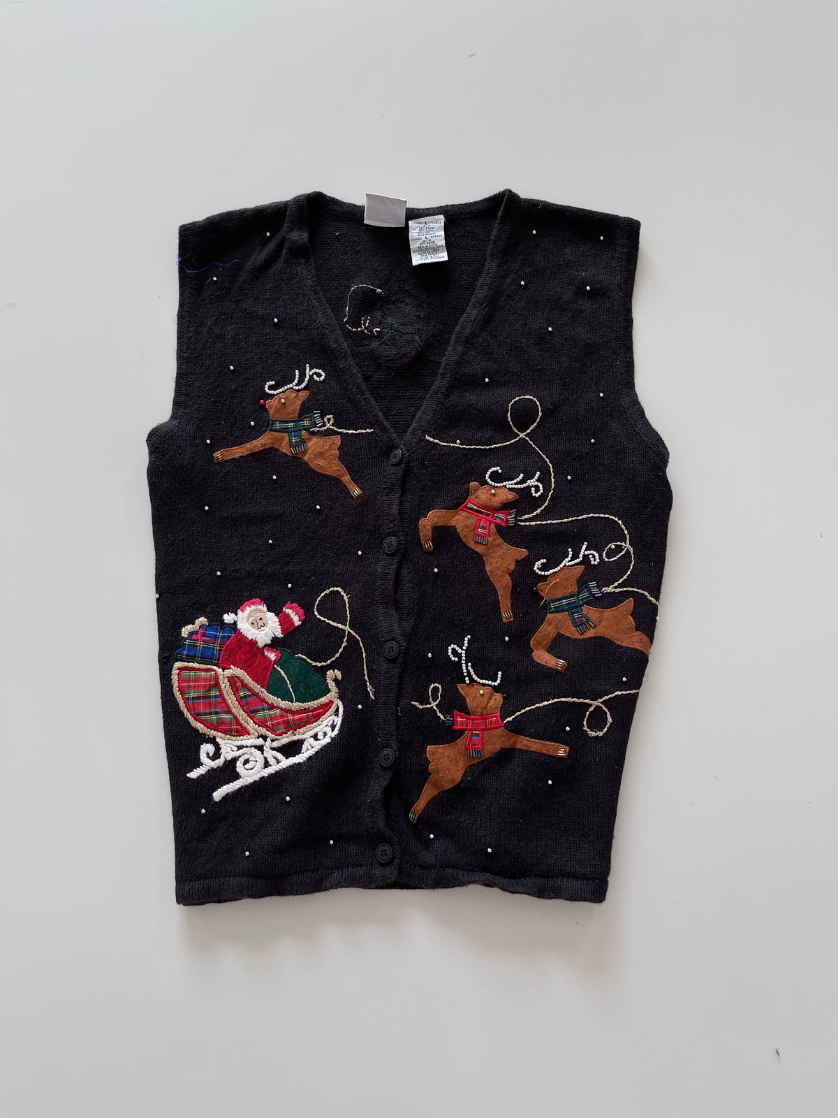 Bobbie Brooks Embroidered Christmas Vest Sweater-Bust 44