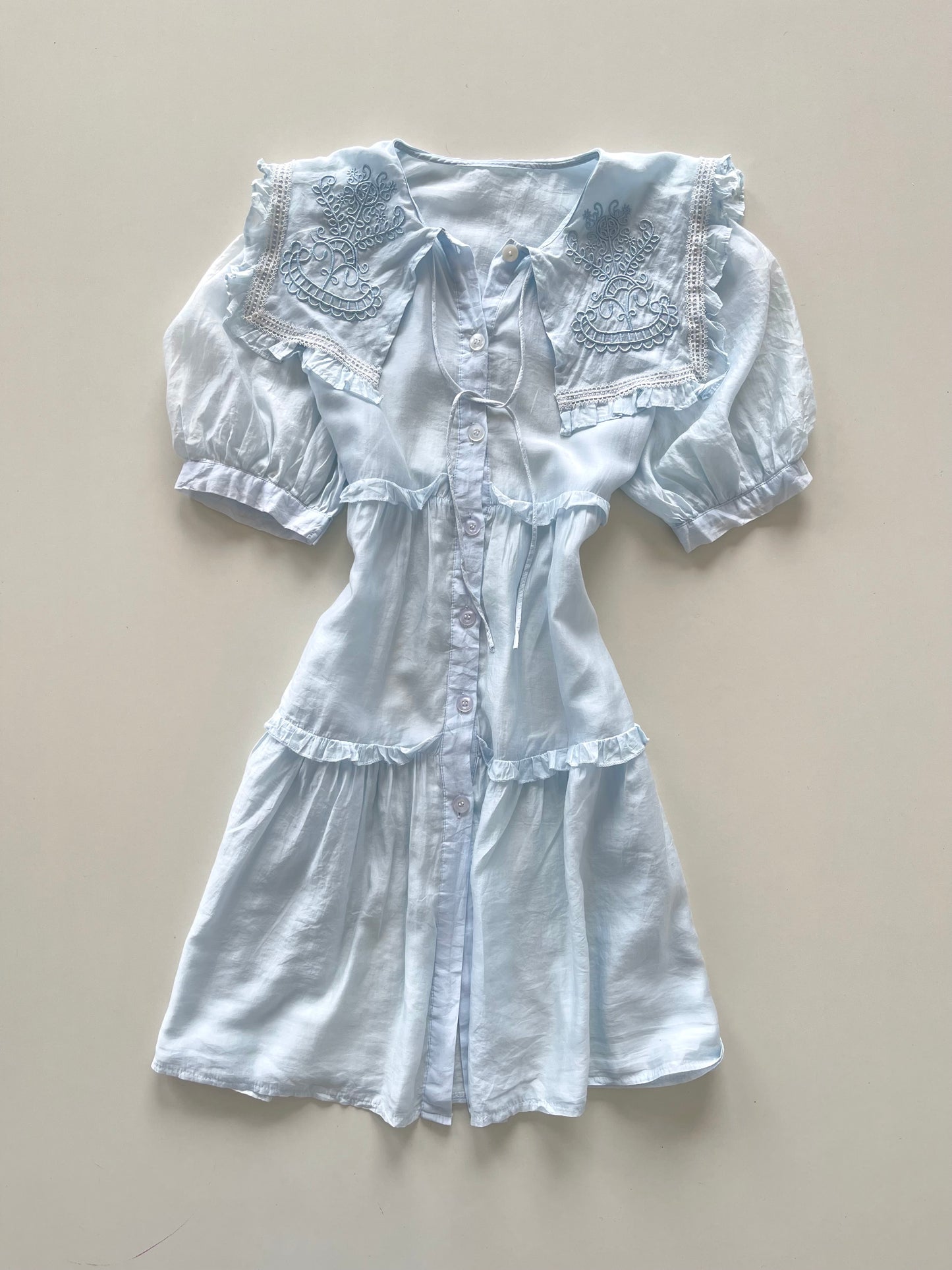 Baby Blue Embroidered Dress-Bust 40