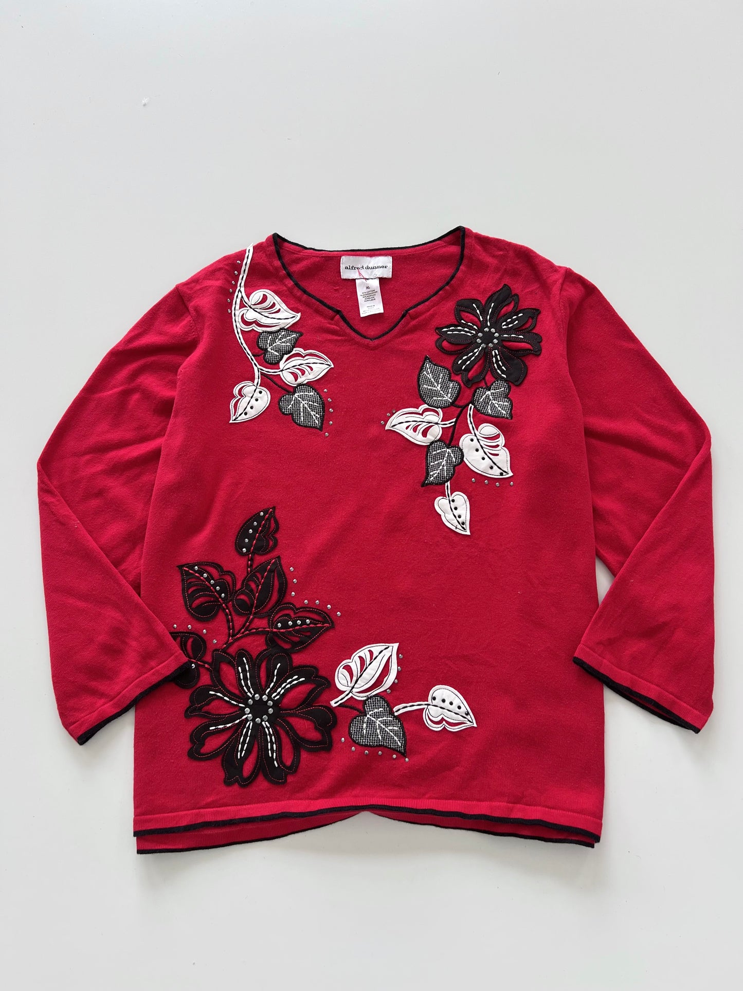 Alfred  Dunner Embroidered Sweater-Bust 46