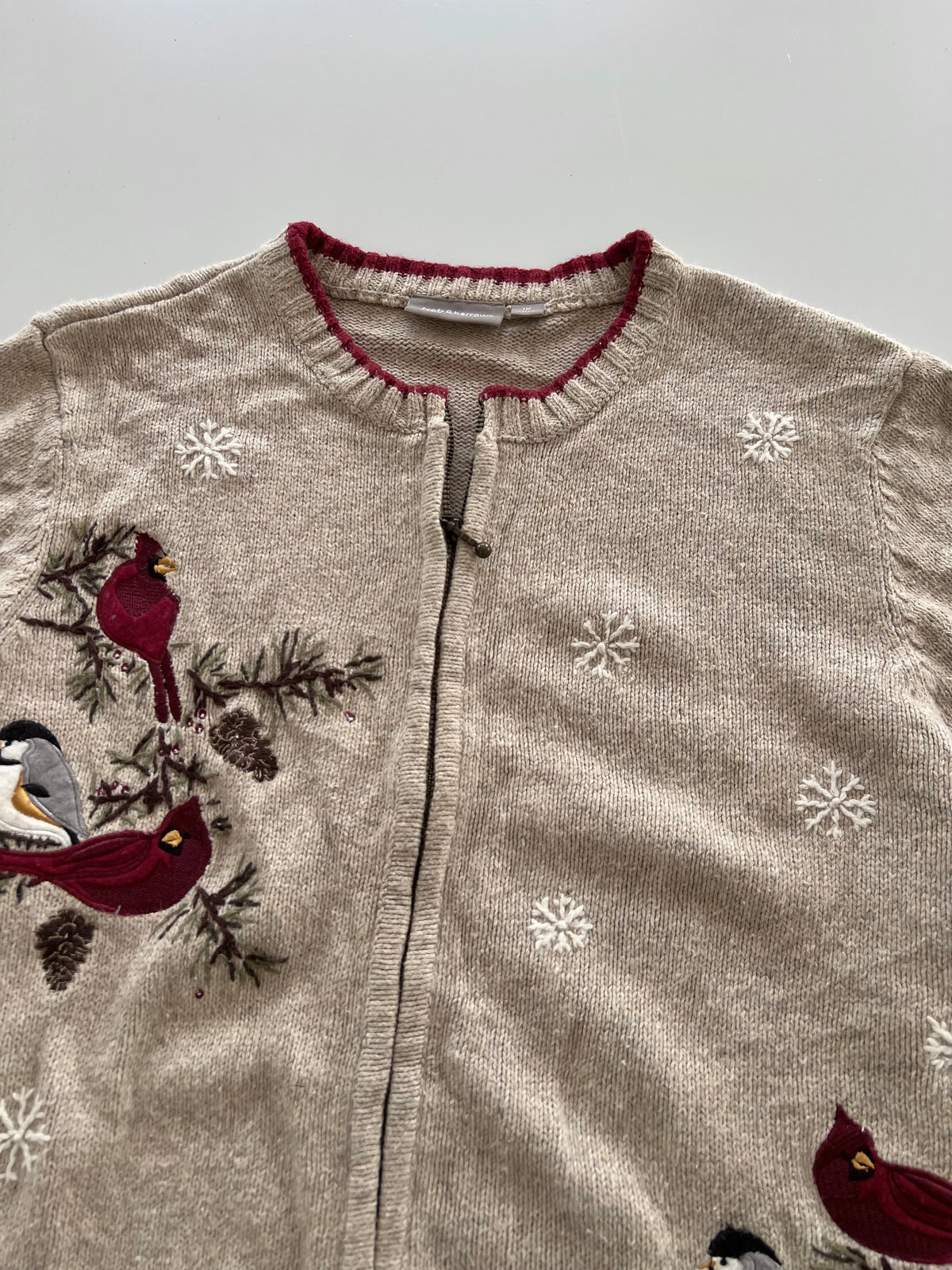 Croft&barrow Embroidered Zipper Sweater-Bust 48
