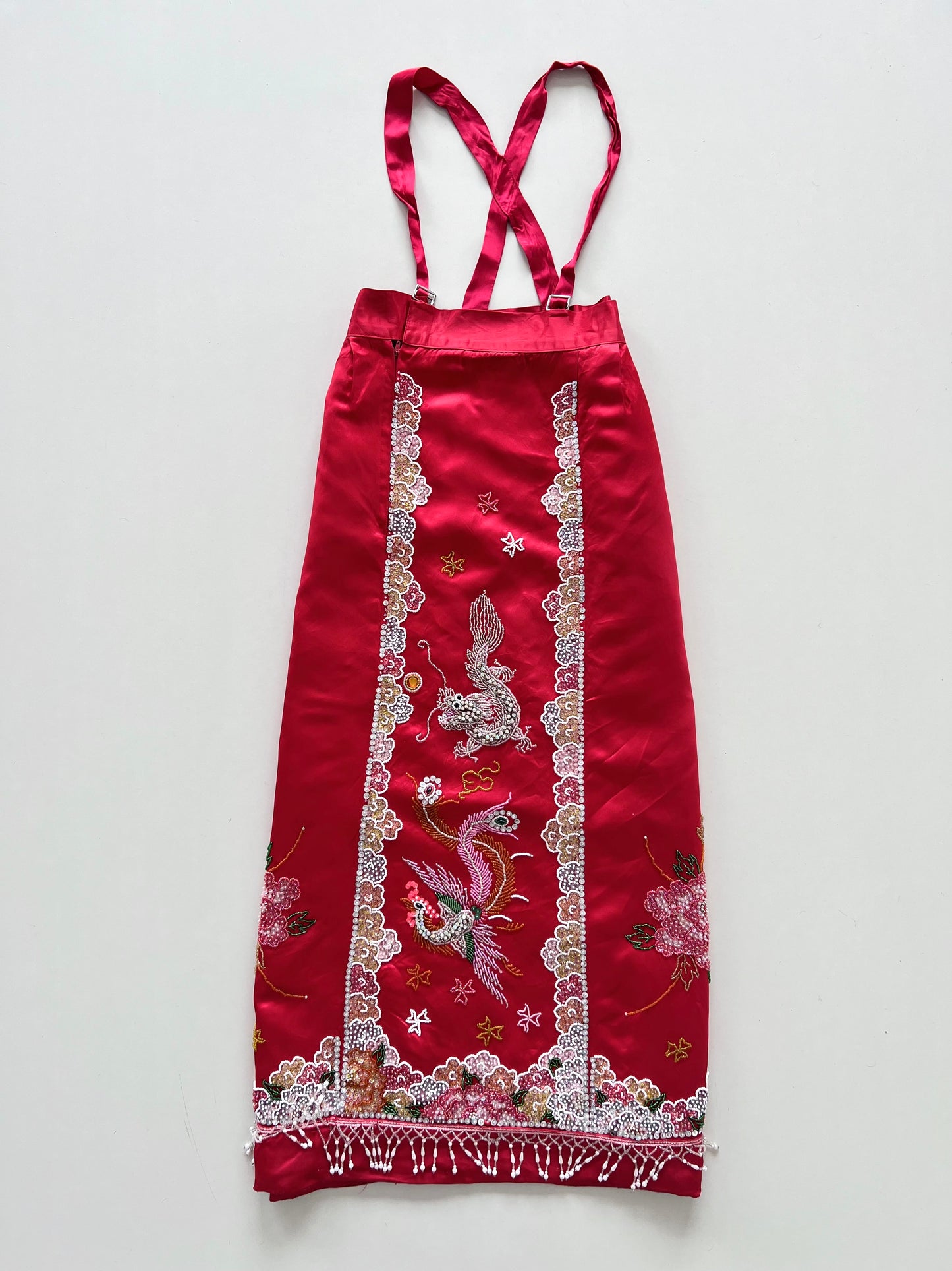 Heavily Hand Embroidered Skirt With Removable Galaces-Waist 32