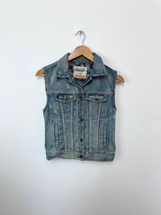 California Dream Vintage Denim Vest-Bust 32