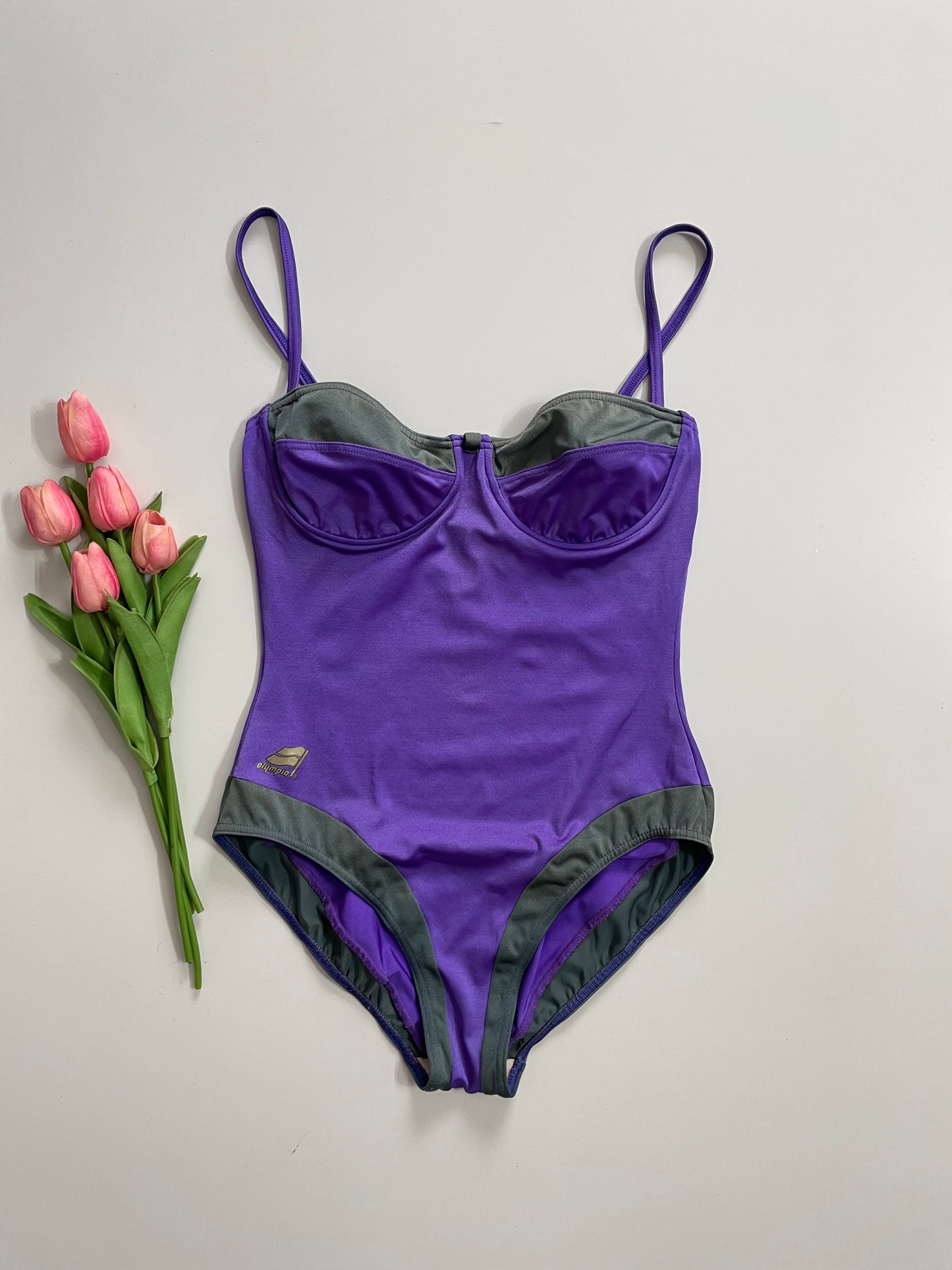 GRAY PURPLE SWIMSUIT BUST - 32 to 34