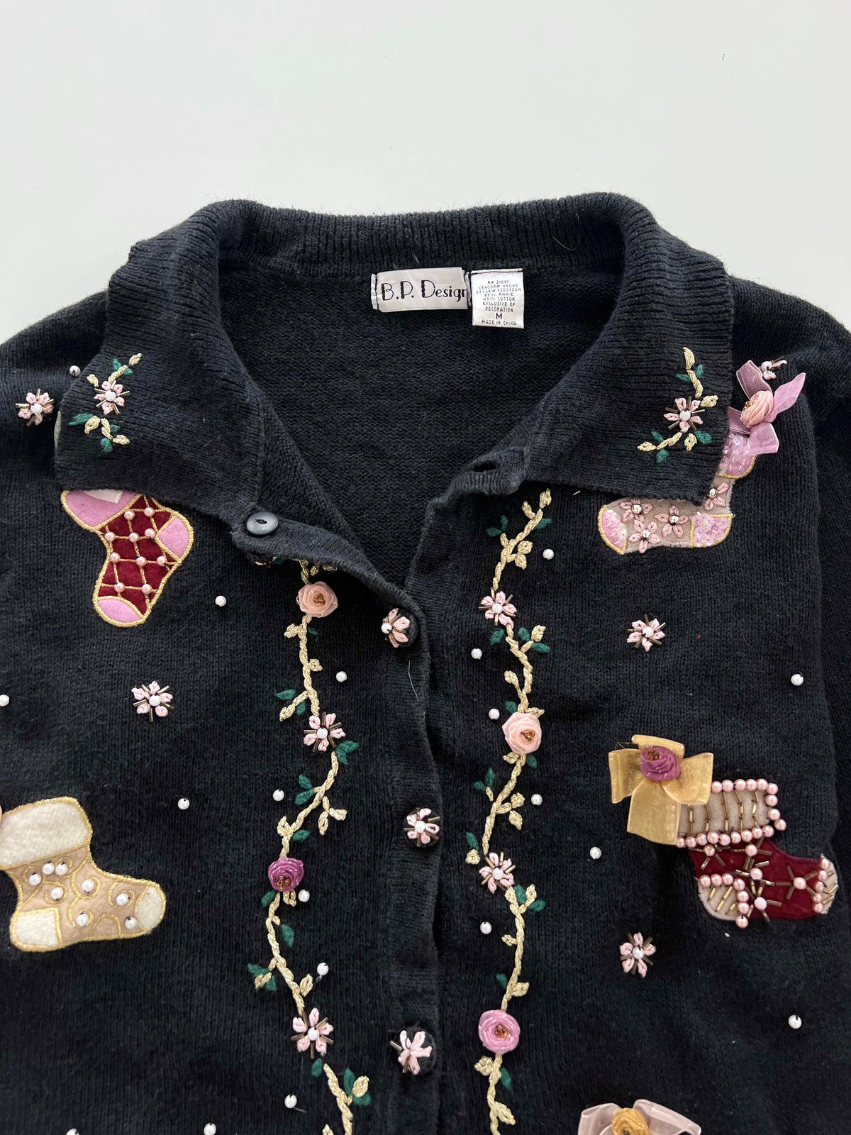 B P Design Embroidered Christmas Cardigan Sweater-Bust 46