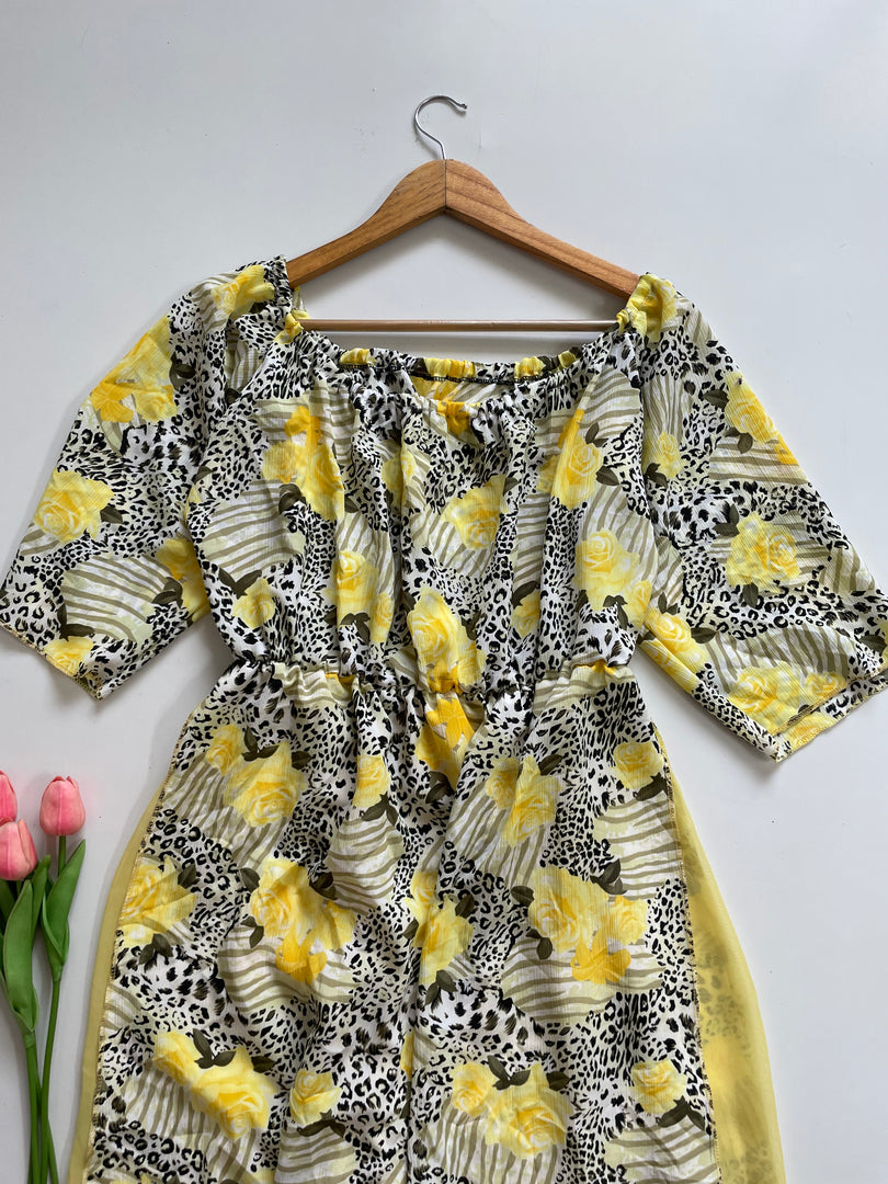 LIME FLORAL PRINTED DRESS - BUST 46 to 50