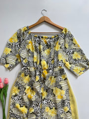 LIME FLORAL PRINTED DRESS - BUST 46 to 50