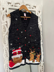 Embroidered Christmas Sweater Vest-Bust 44