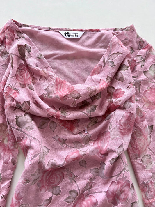 Chung Sen Cowl Neck Top-Bust 34 to 36