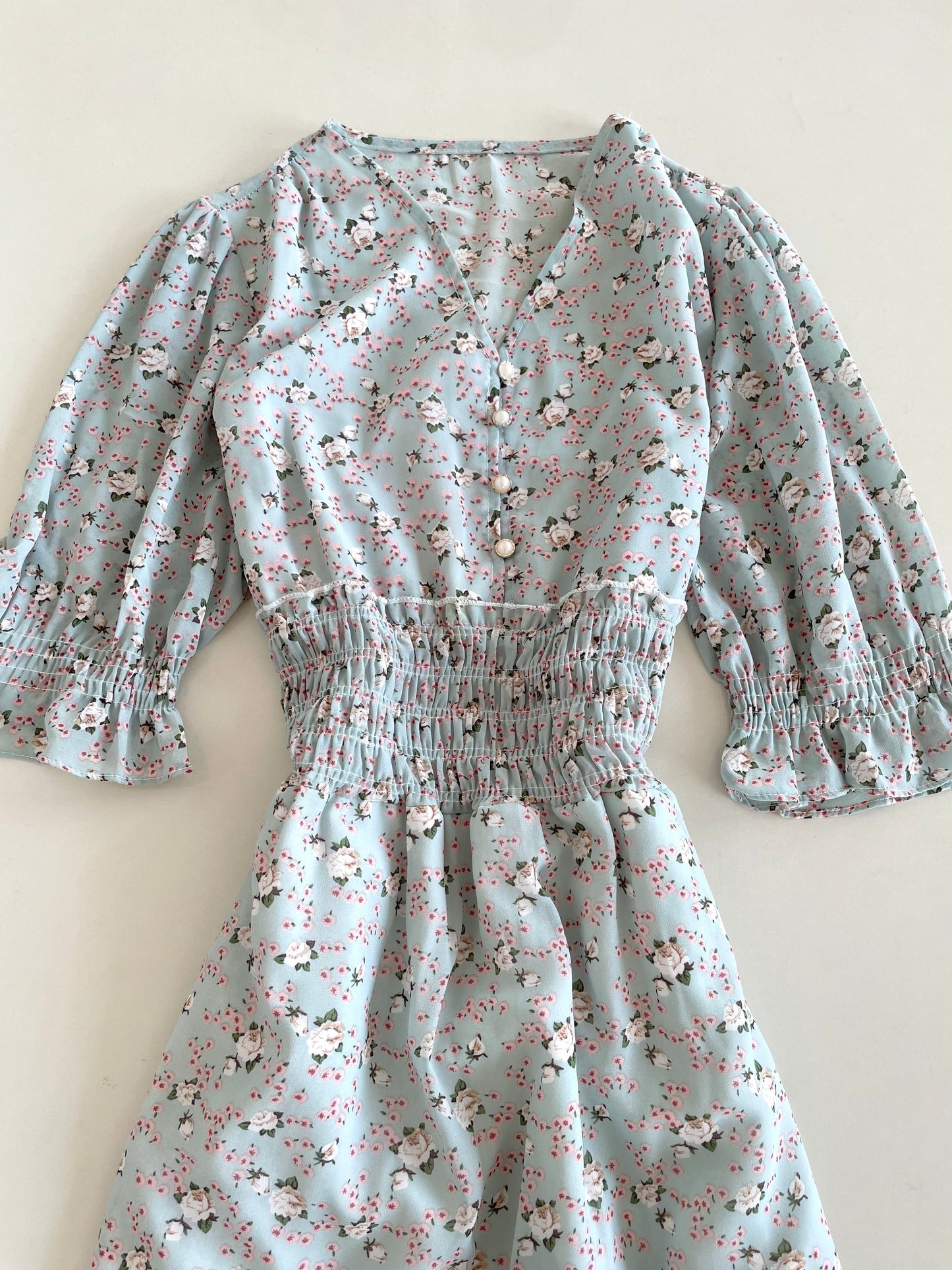 Powder Blue Flower Dress-Bust 40