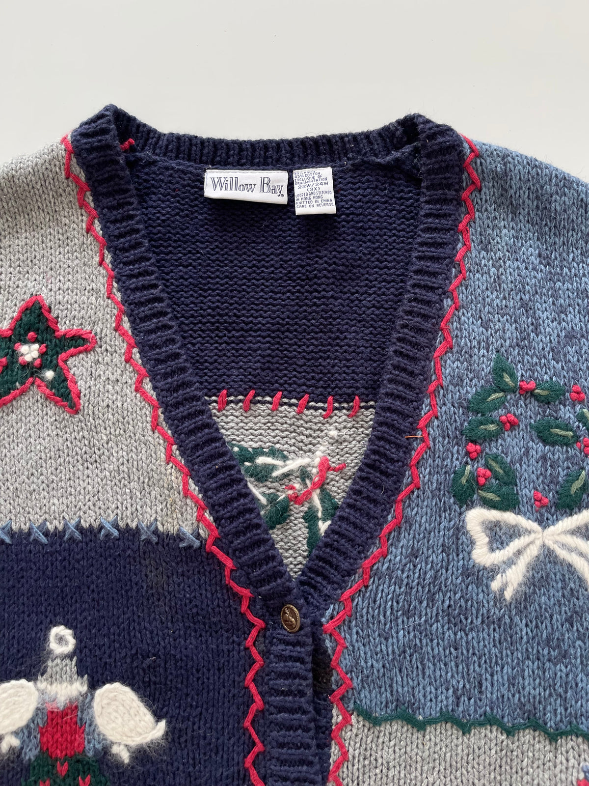 Willow Bay Embroidered Christmas Vest Sweater-Bust 54