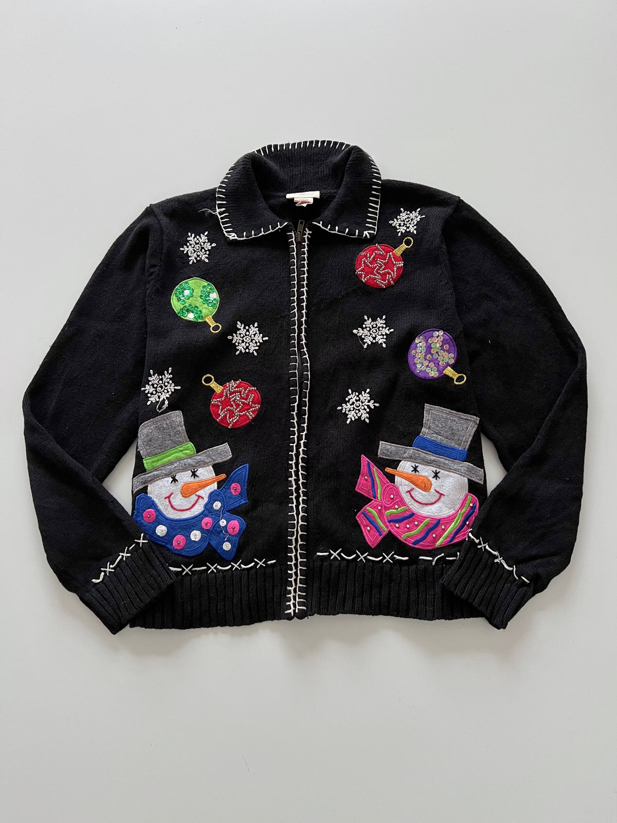 Crystal Kane Zip Up Christmas Sweater-Bust 40