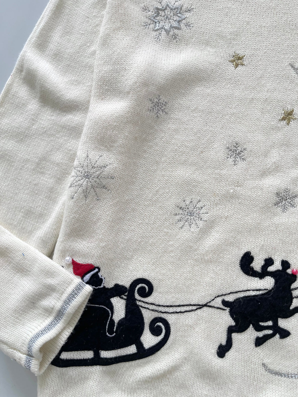 White Stag Embroidered Christmas Sweater-Bust 42