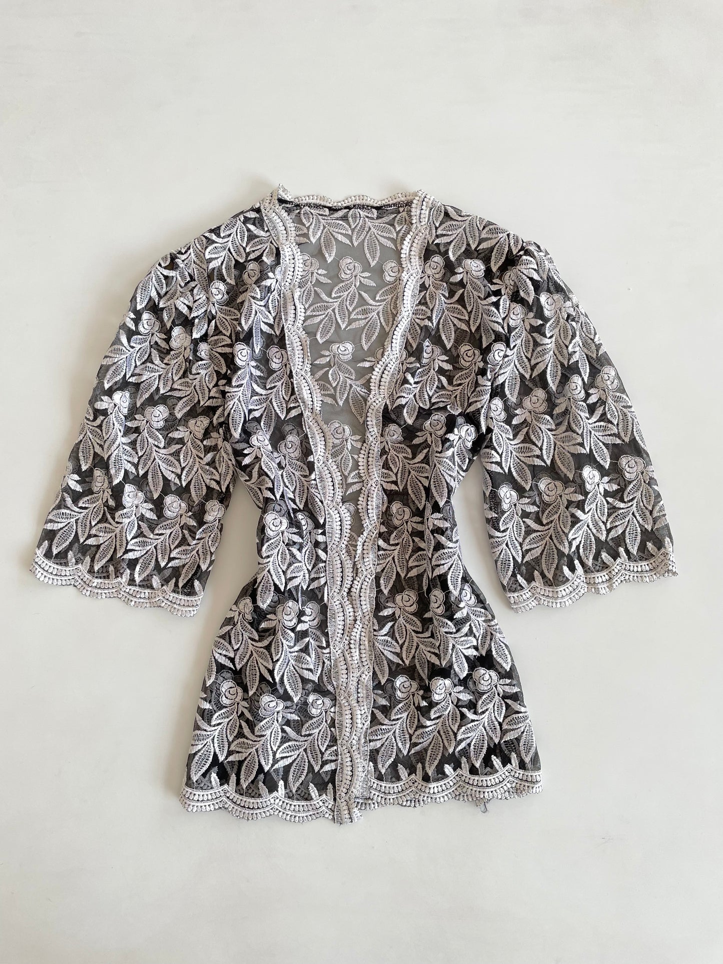 Embroidered Sheer Top-Bust 40