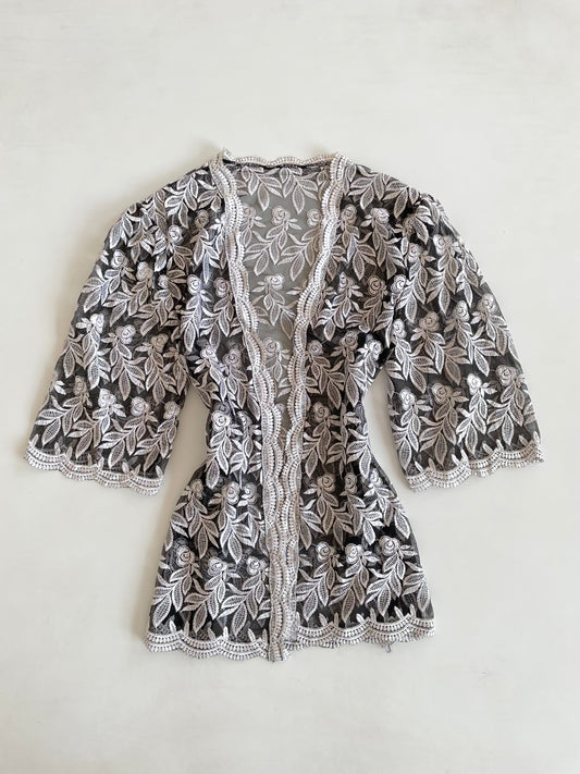 Embroidered Sheer Top-Bust 40