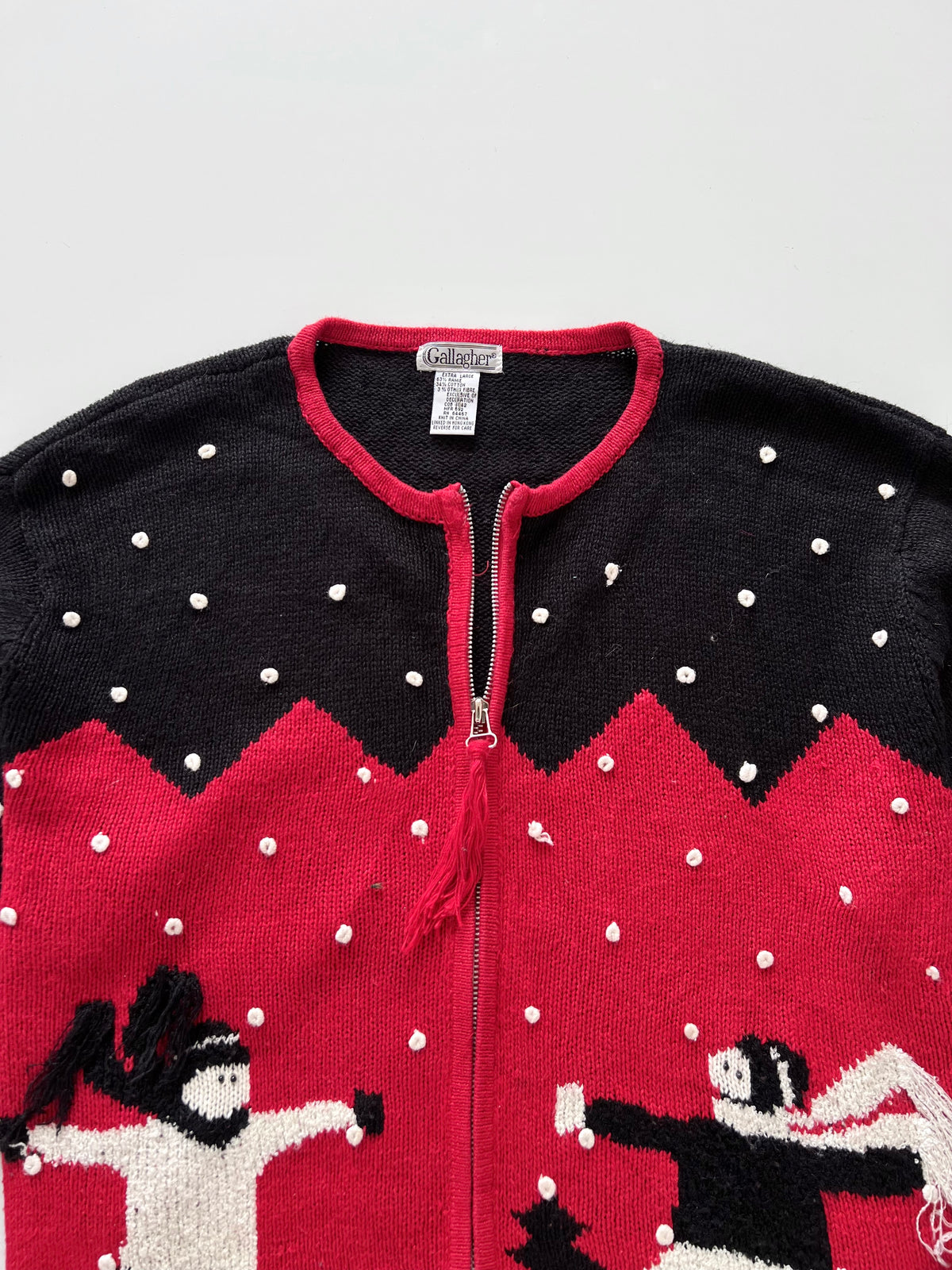Gallagher Embroidered Christmas Zipper Sweater -Bust 50