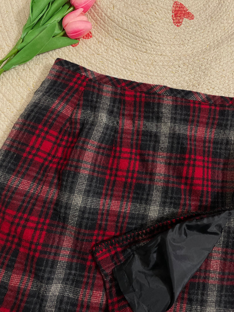 Wraparound Plaid Skirt - Waist 26