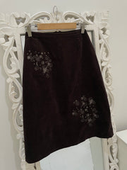 Vintage Embroidered Corduroy Skirt -waist 30