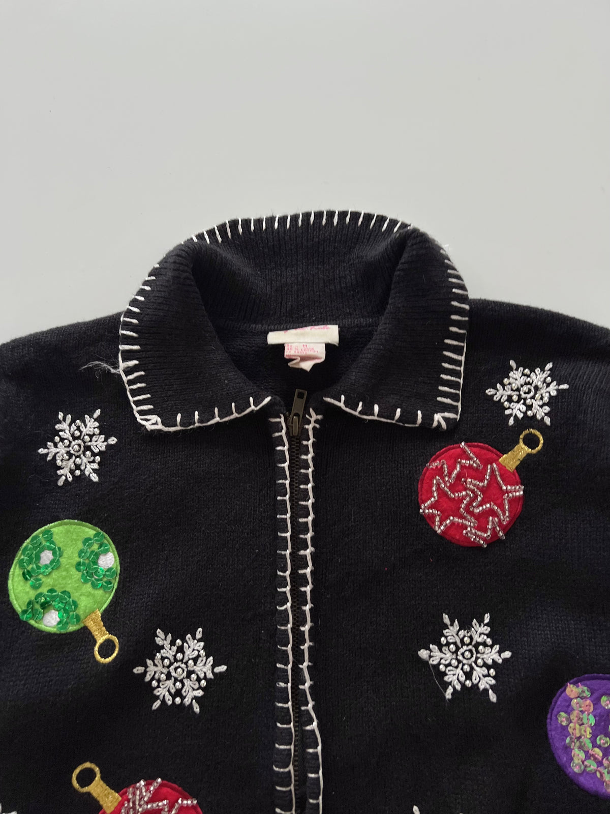 Crystal Kane Zip Up Christmas Sweater-Bust 40