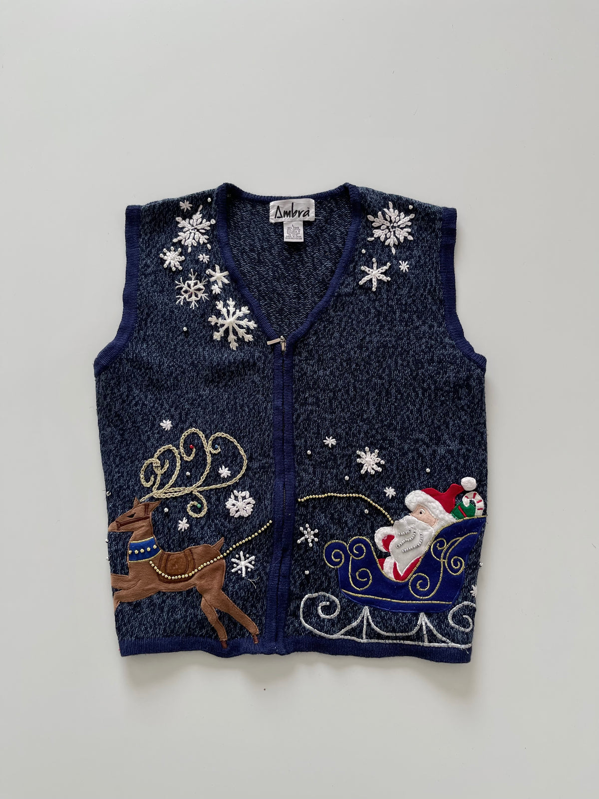 Ambar Embroidered Christmas Vest Sweater-Bust 44