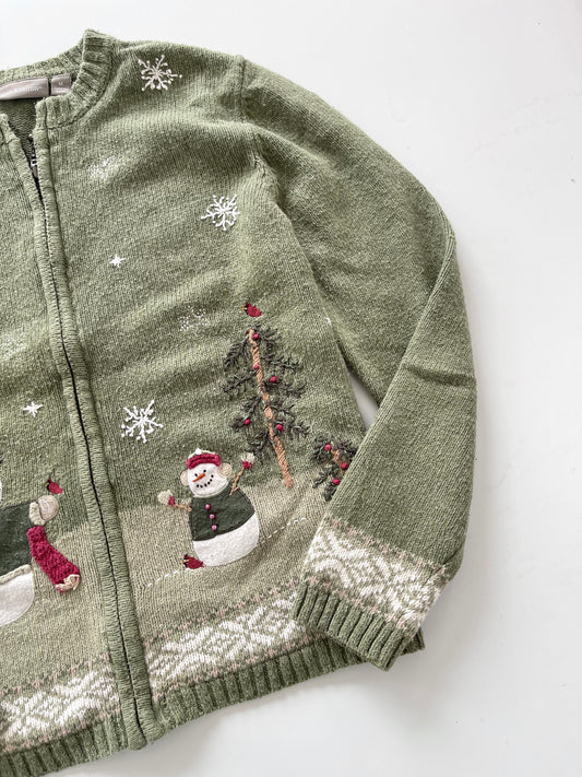 Croft&barrow Christmas Embroidered Zipper-Bust 42