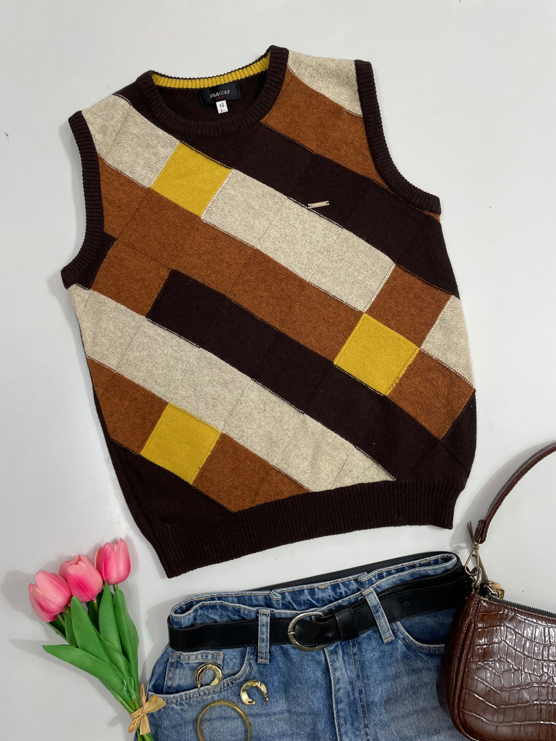 Fila Brown Vintage Sweater Vest - Bust 32 to 36