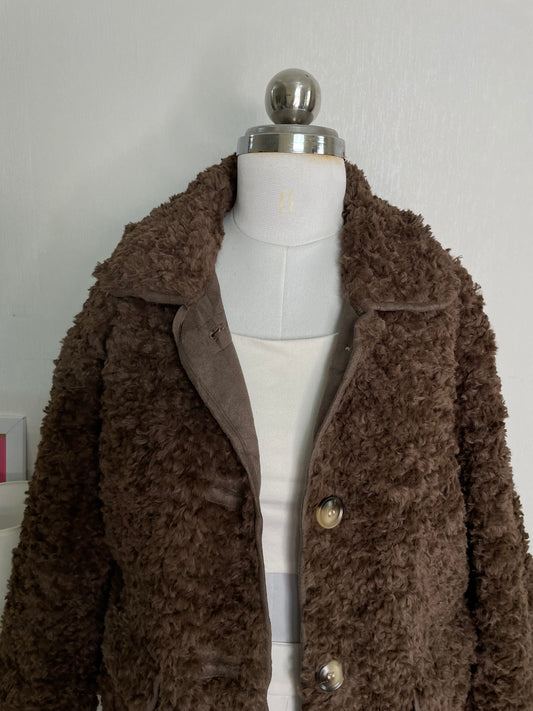 COFFEE BROWN FUR COAT - BUST 42