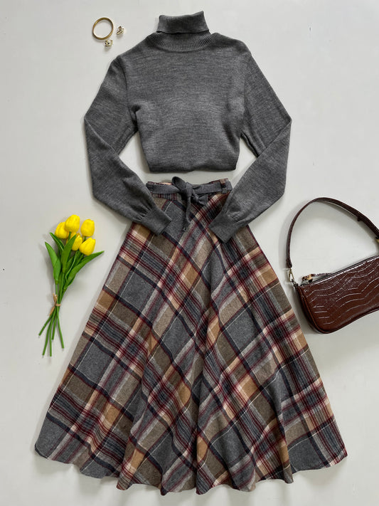 Serengeti Grey Highneck - Bust 32 to 36 | Old School Skirt - Waist 26