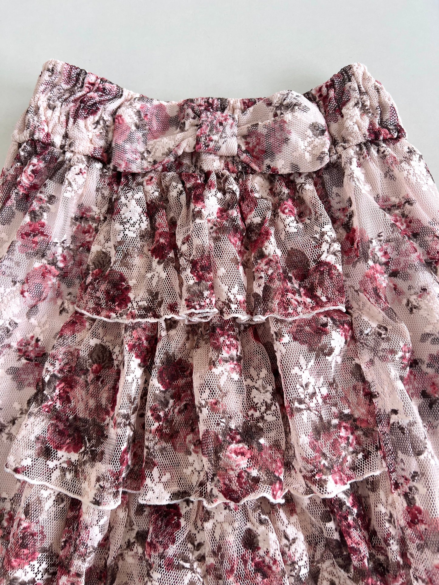 Floral Vintage Ruffle Skirt-Waist 30 to 34