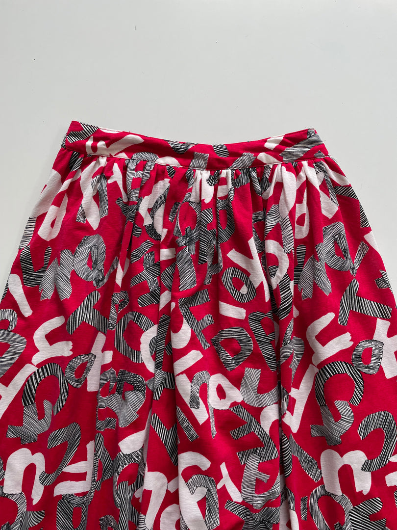 RED PRINTED SKIRT - WAIST 26