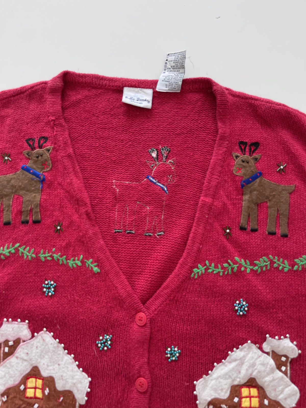 Bobbie Brooks Embroidered Christmas Vest Sweater-Bust 60