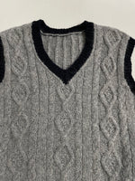 Load image into Gallery viewer, Grey &amp; Black Cable Knit Sweater Vest - Bust 38 to 42
