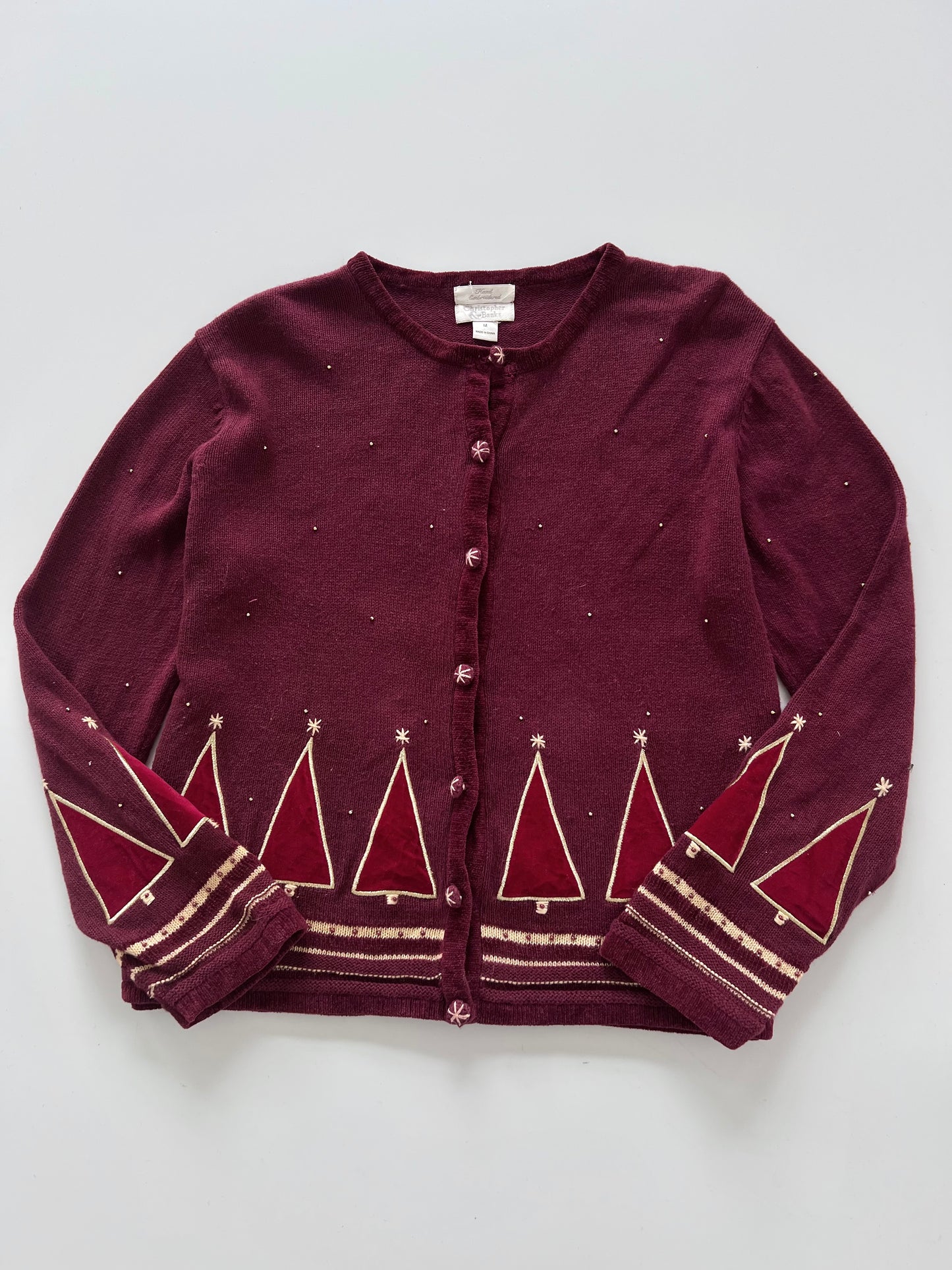 Christopher & Banks Hand Embroidered Christmas Sweater-Bust 44