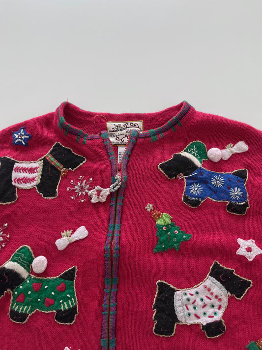 Heirloom Collectibles Christmas Embroidered Zipper Sweater-Bust 46