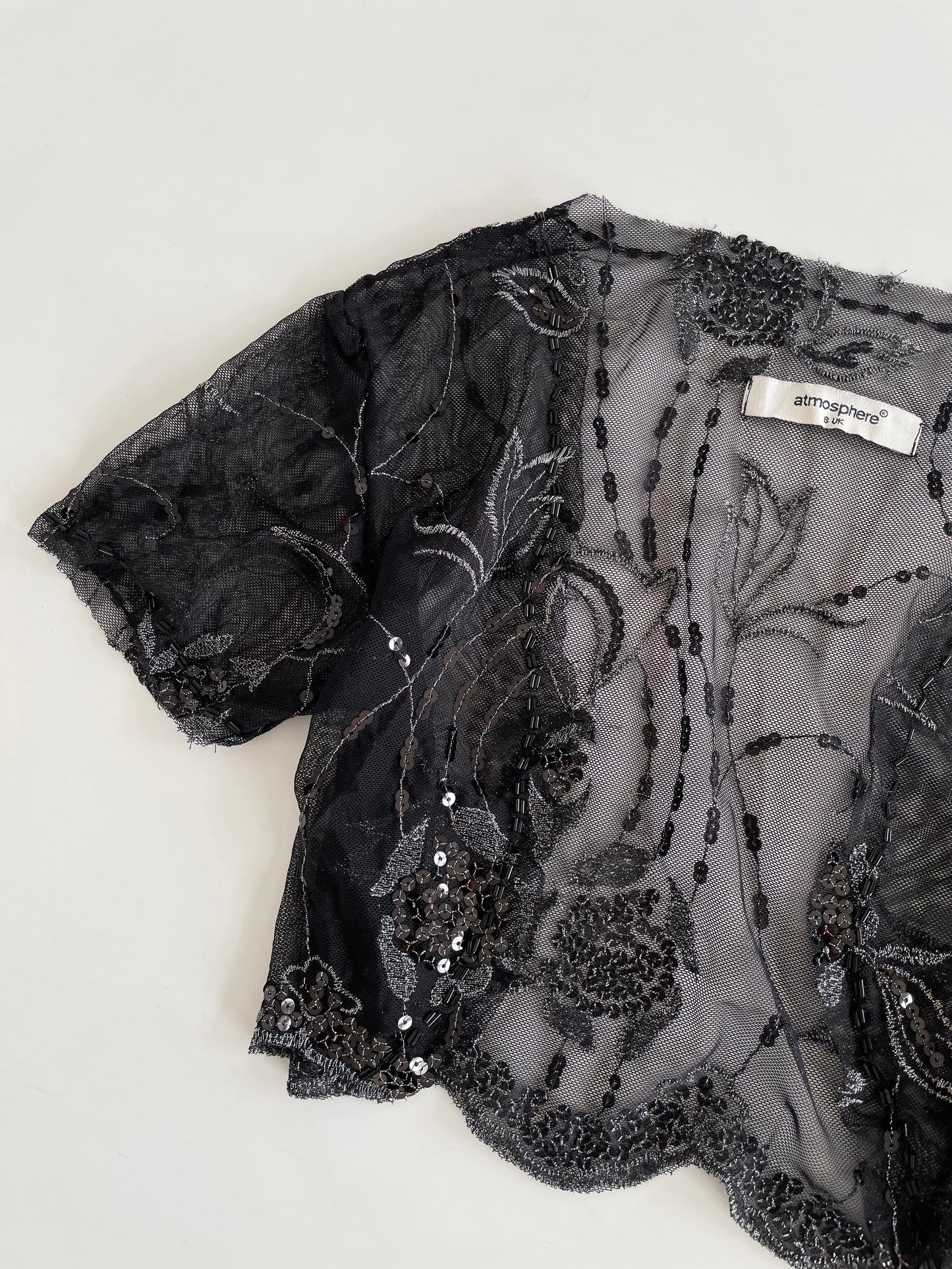 Atmosphere Embroidered Sheer Top-Bust 30