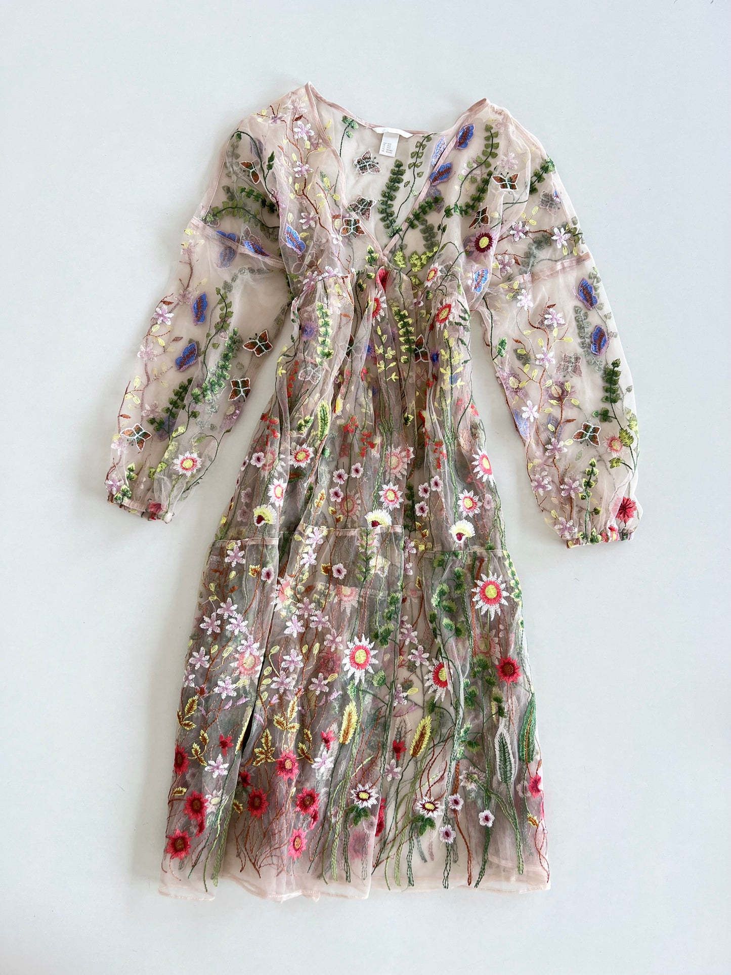 H&M Sheer Embroidered Dress-Bust 44