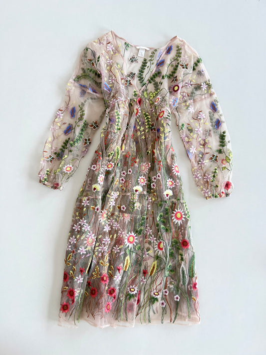 H&M Sheer Embroidered Dress-Bust 44
