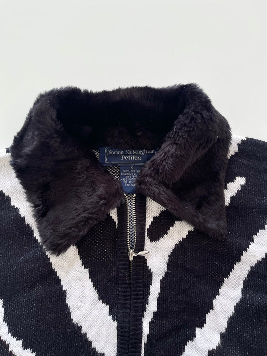 Norton Mc Naughton Petites Chunky Pinterest Zipper Sweater-Bust  40
