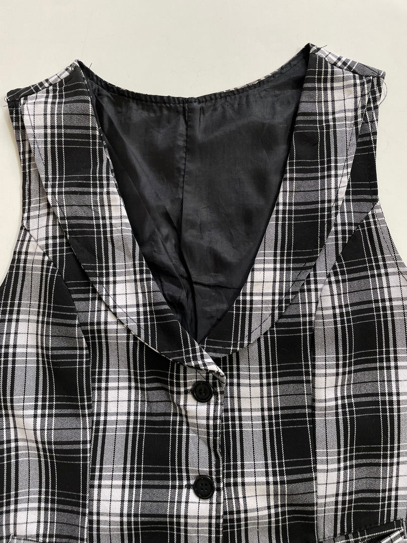 Checkered Black & White Waistcoat - Bust 34