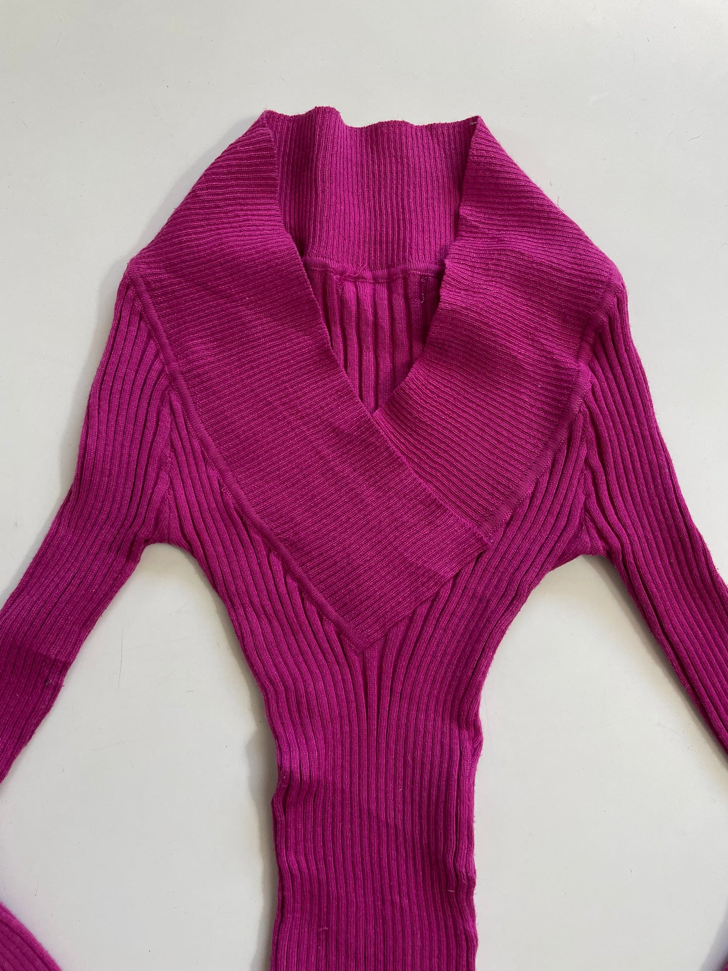 Magenta Ribbed Soft Pre Winter Top - Bust 28 to 32