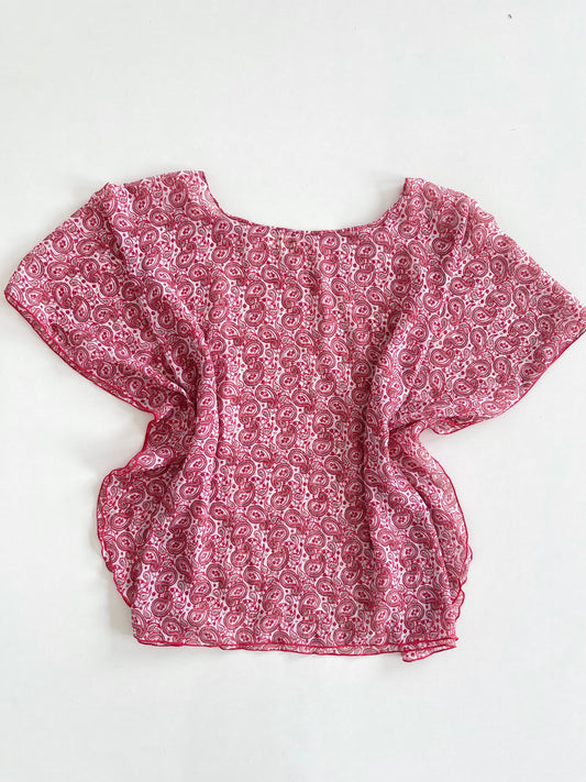 V-Square Sheer Poncho Top-Bust 52