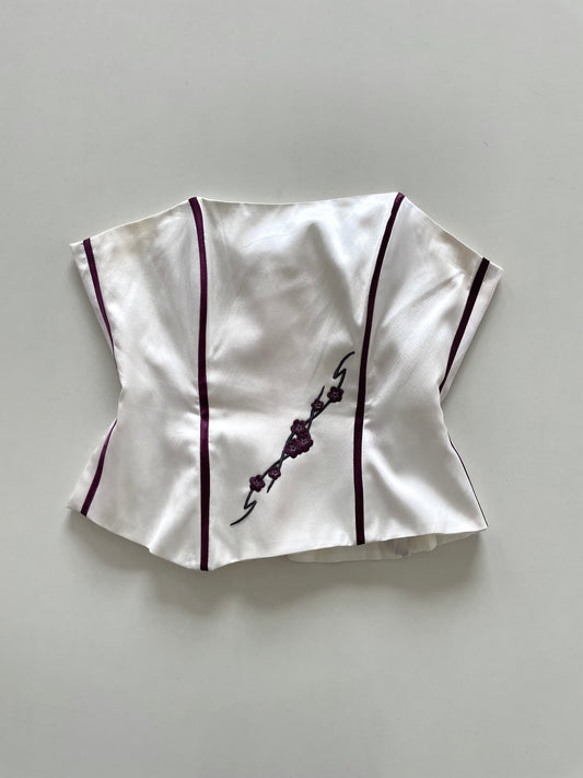 Fokus 100% Seide Silk Embroidered Corset Vintage Top-Bust 36