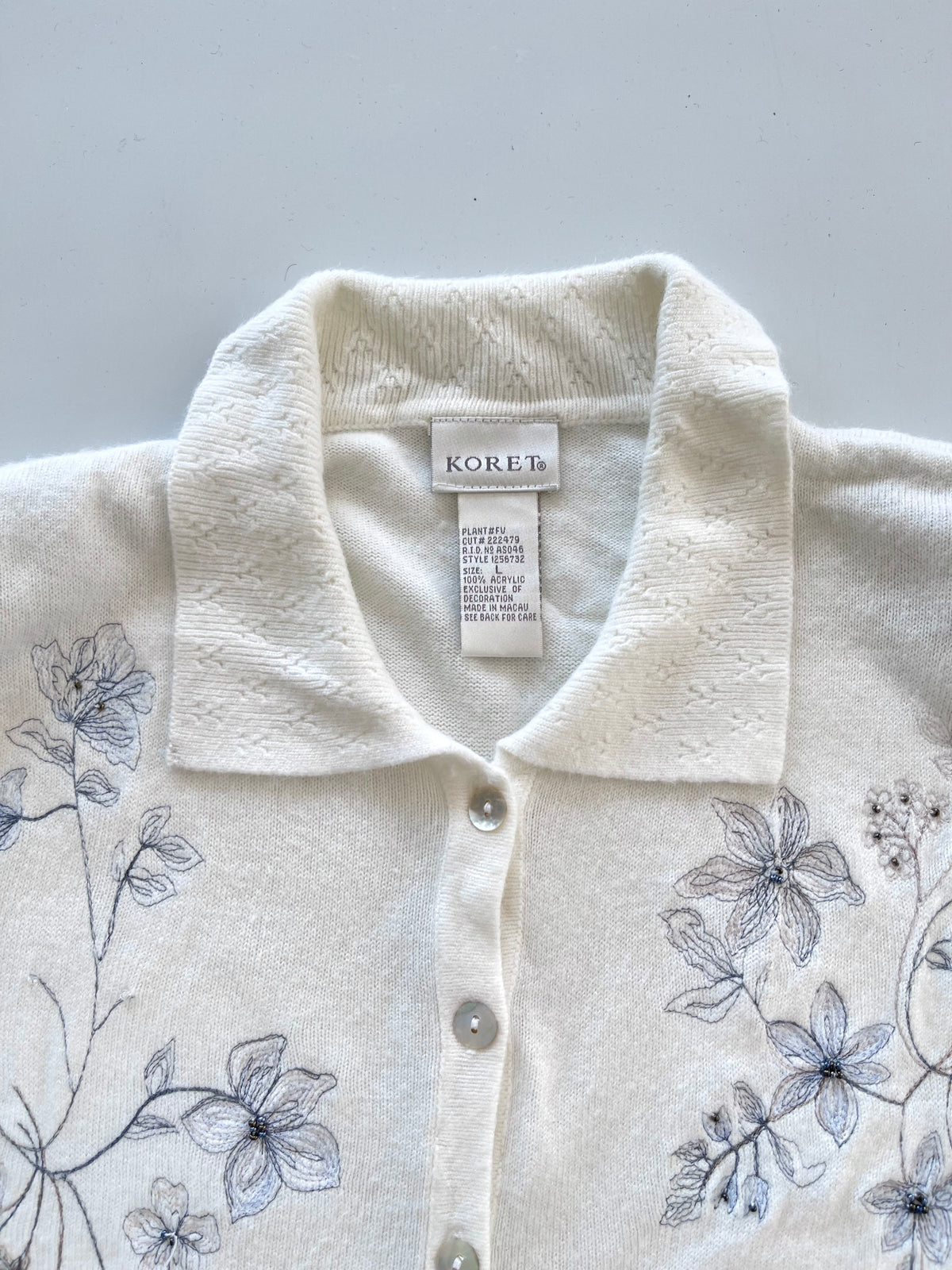 Koret Hand Embroidered Cardigan Sweater-Bust 46