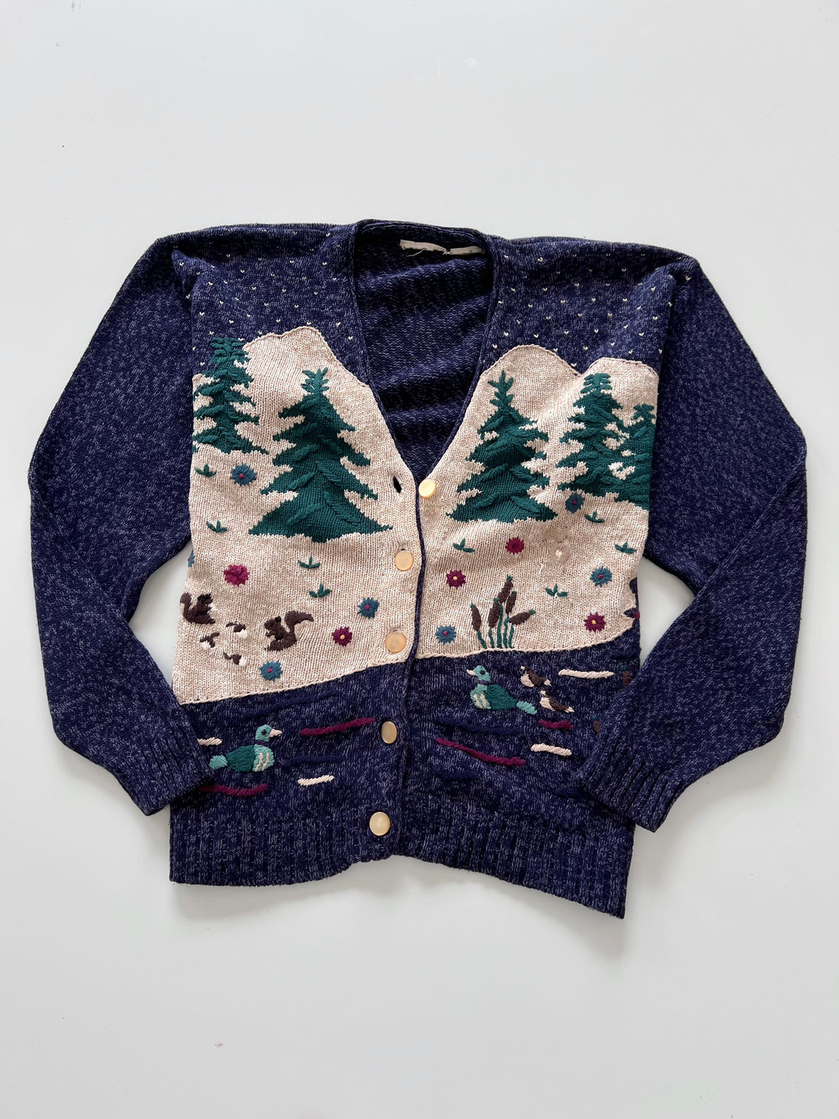 Embroidered Christmas Cardigan Sweater-Bust 44