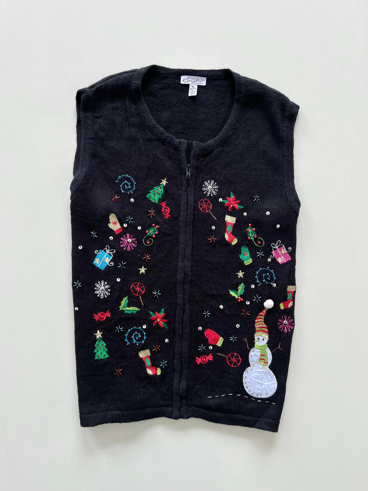 Kim Rogers Christmas Embroidered Vest Sweater-Bust 46